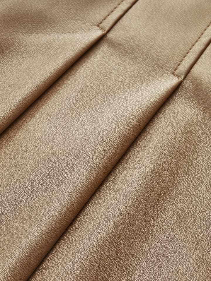 Faux Leder Faltenrock mit Gürtel