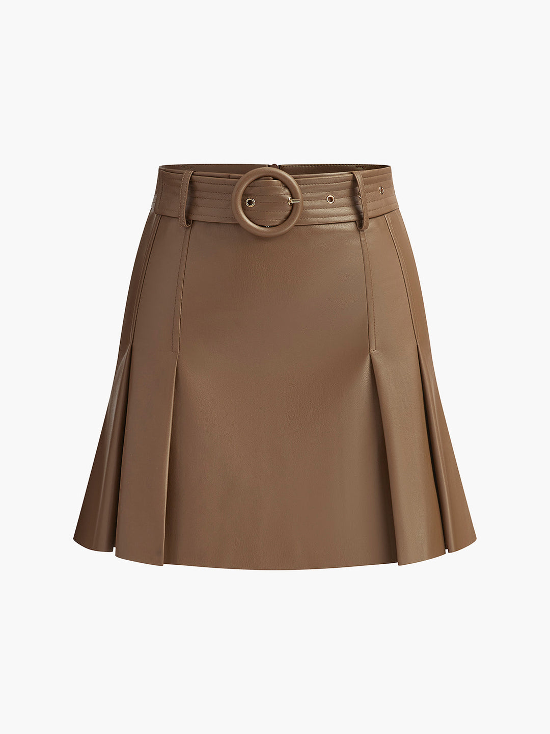 Faux Leder Faltenrock mit Gürtel