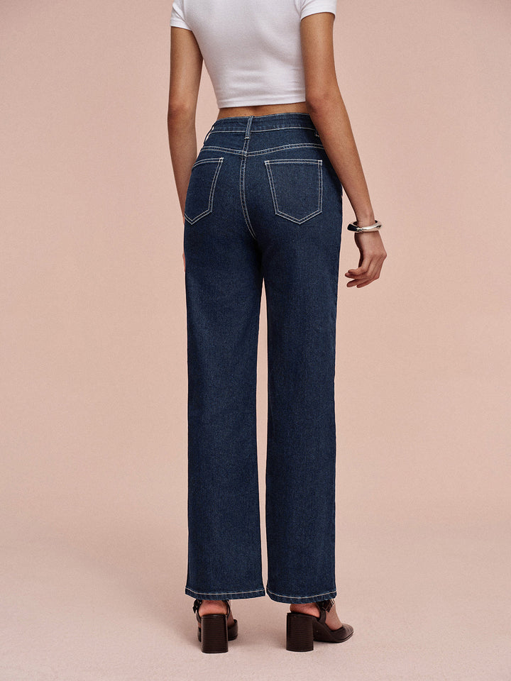 Jeans mit mittlerem Bund und geradem Bein