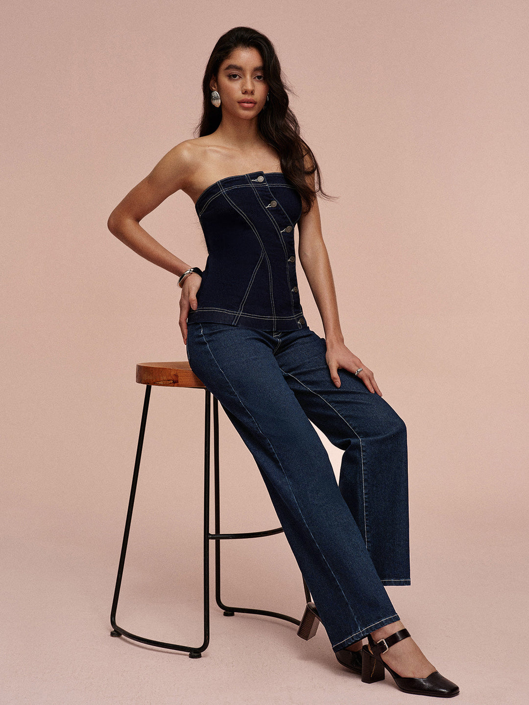 Jeans mit mittlerem Bund und geradem Bein