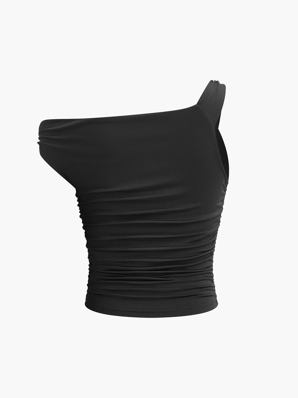 Asymmetrischer Kragen mit Falten-T-Shirt
