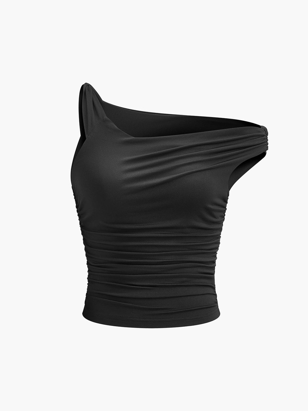 Asymmetrischer Kragen mit Falten-T-Shirt