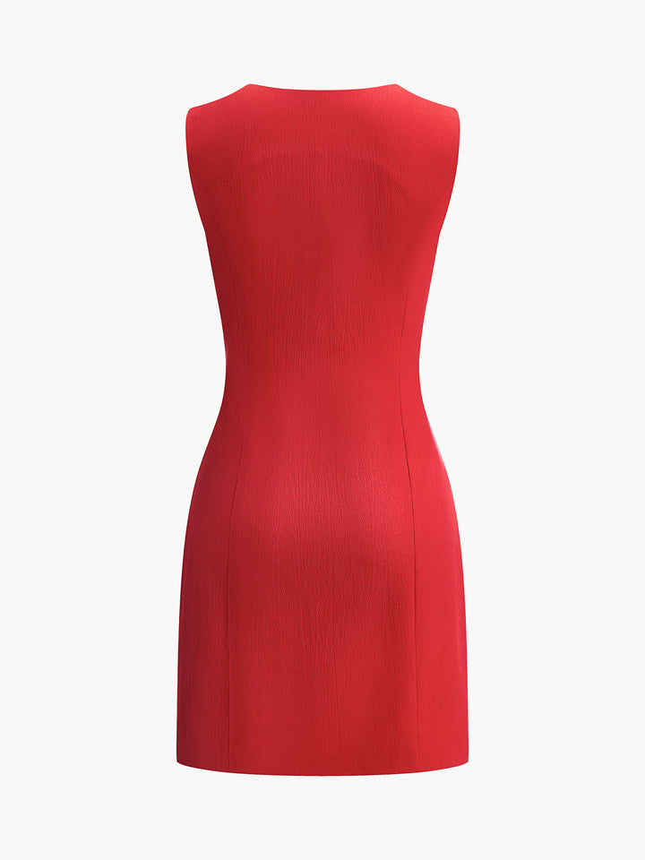 S����aum V-Ausschnitt Ärmelloses kurzes Kleid
