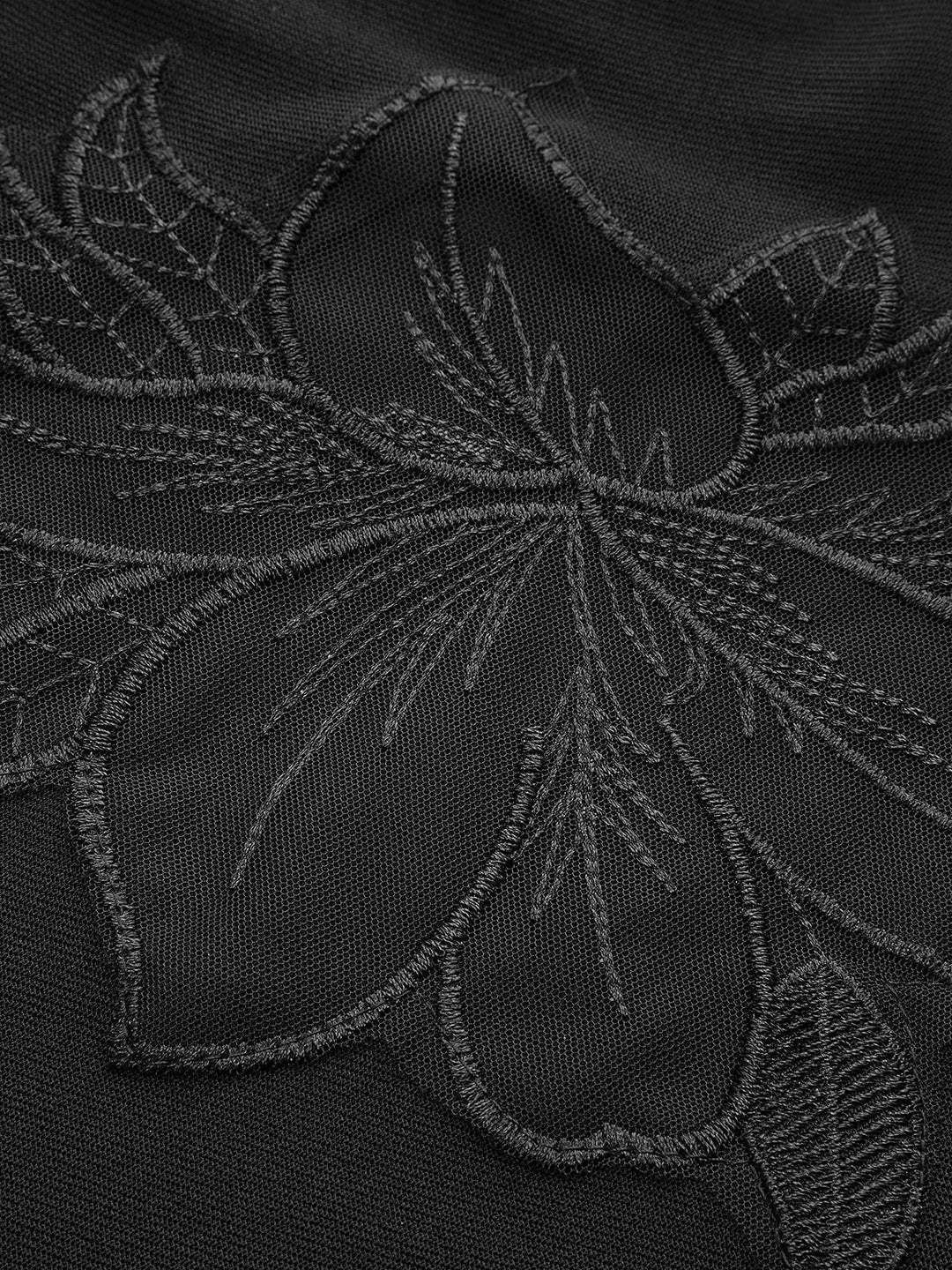 Semi-Sheer Mesh-Floral Slim Jersey Top auf Deutsch