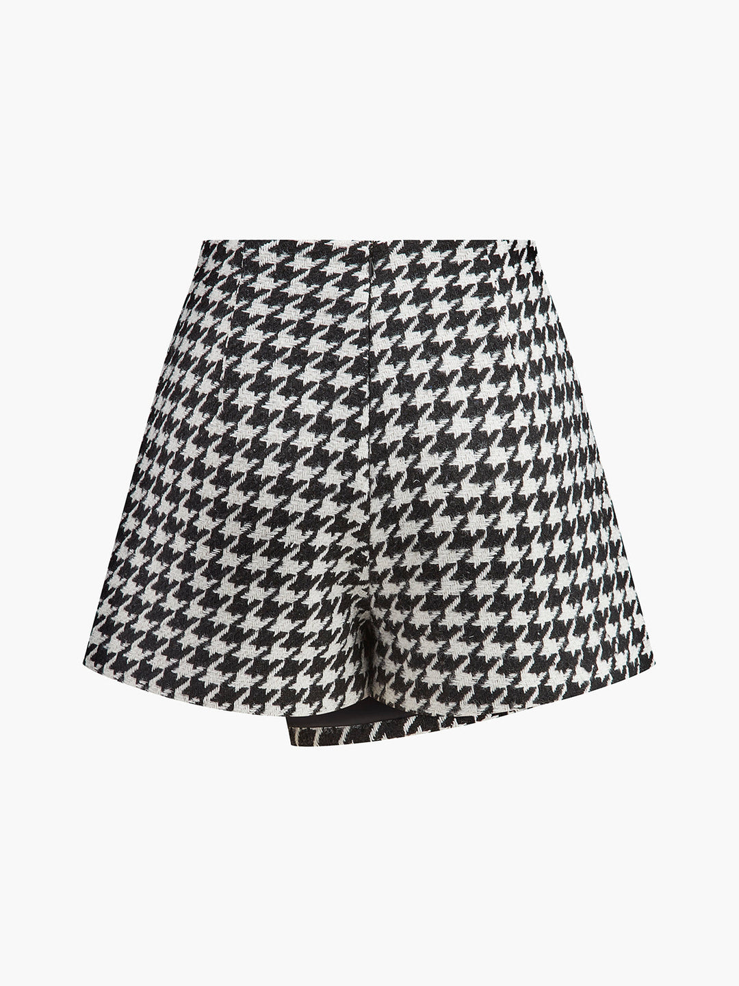 High-Waist Shorts mit Metallknöpfen im Hahnentrittmuster