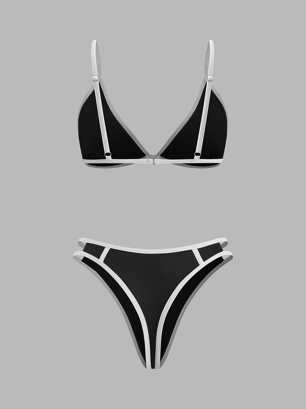 Kontrastbesatz-Bikini-Set