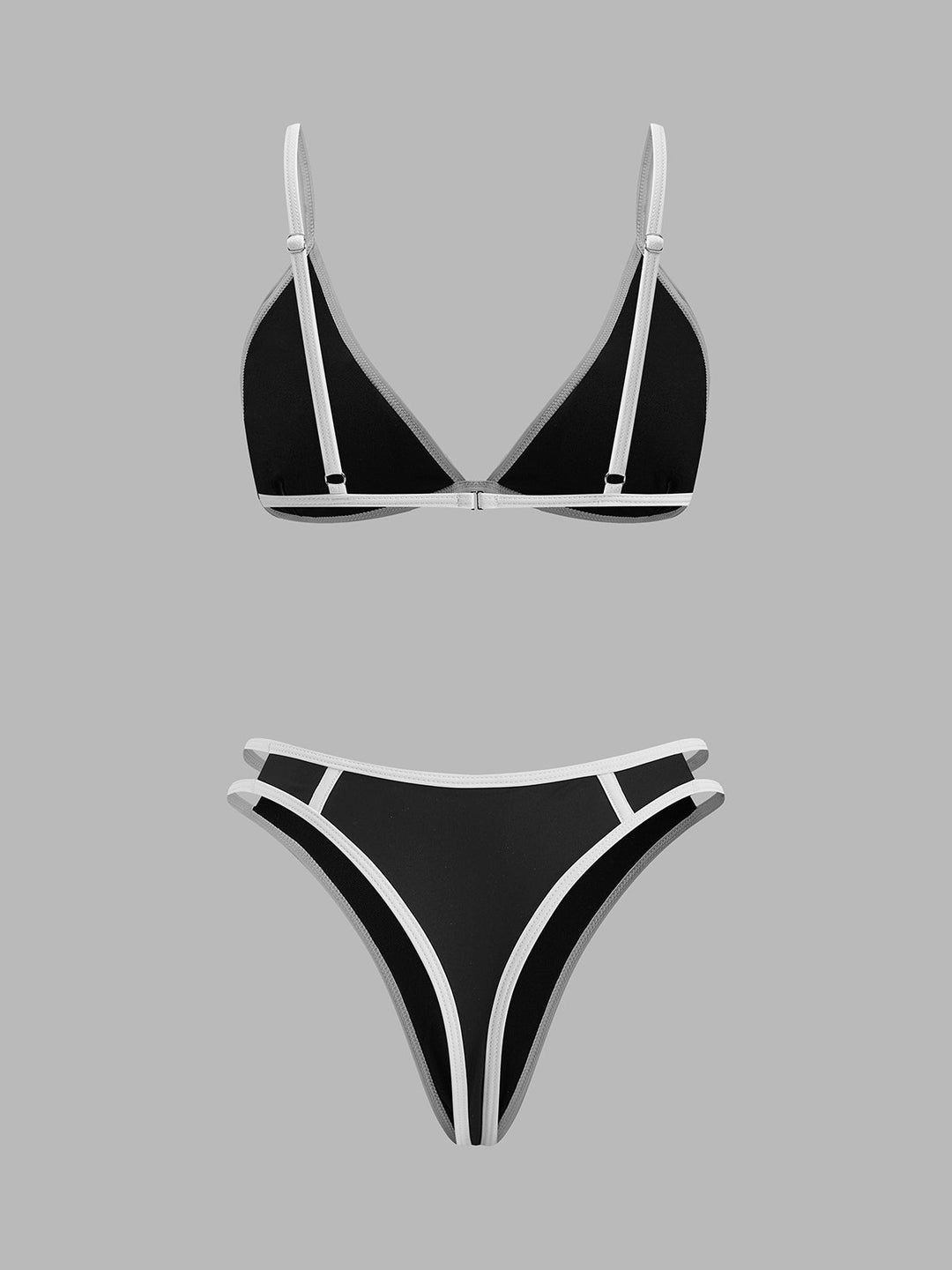 Kontrastbesatz-Bikini-Set