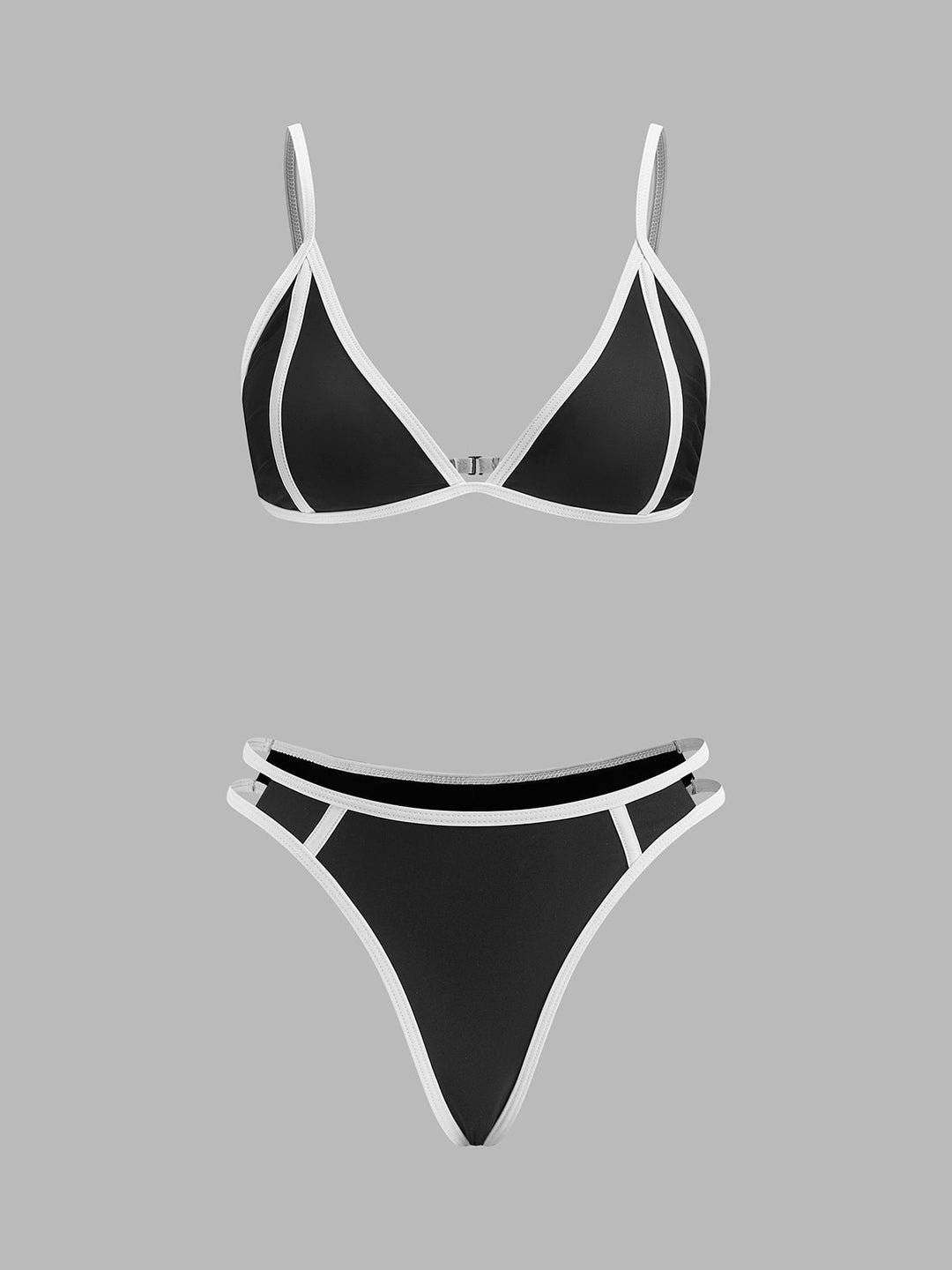 Kontrastbesatz-Bikini-Set