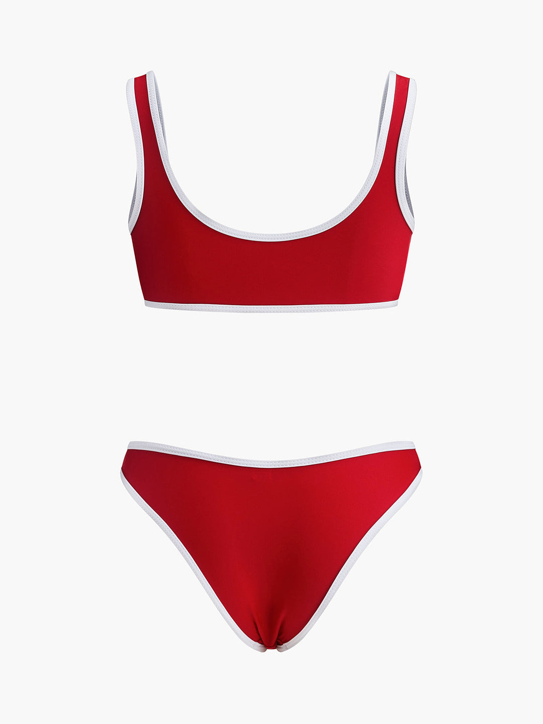 Kontrastbesatz mit Rundhalsausschnitt Bikini-Set