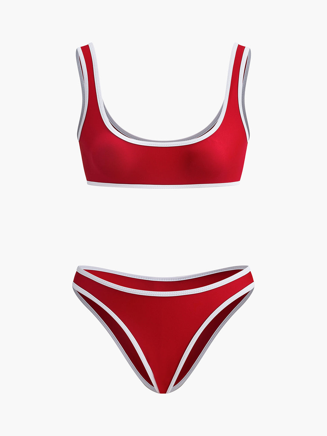 Kontrastbesatz mit Rundhalsausschnitt Bikini-Set