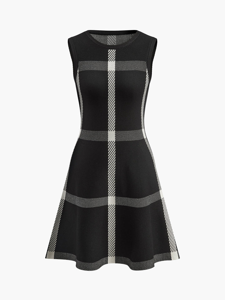 Retro Kariertes Strickkleid