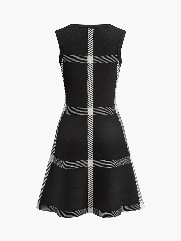 Retro Kariertes Strickkleid