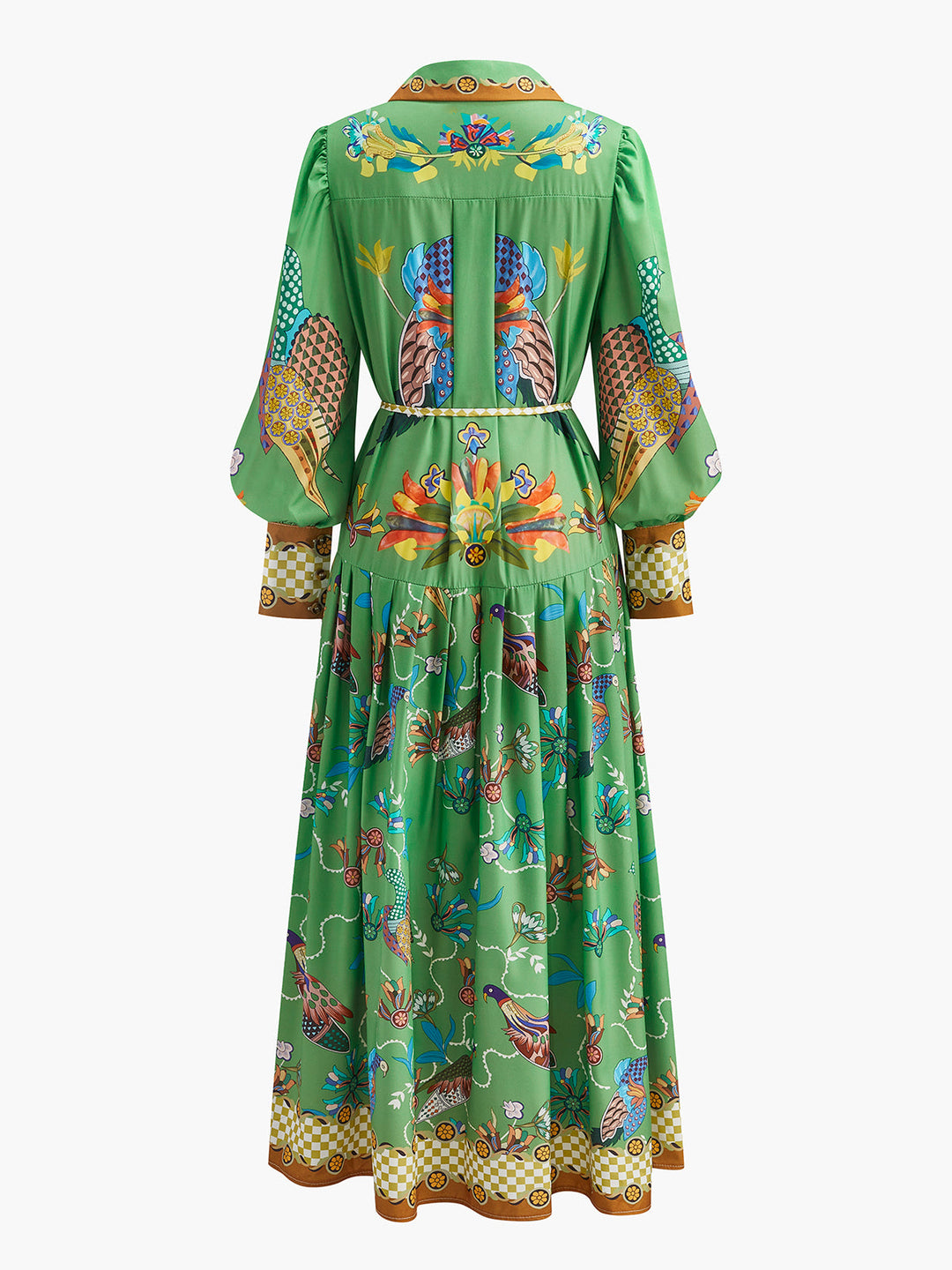 Boho Langarm Blumenkleid mit Knöpfen