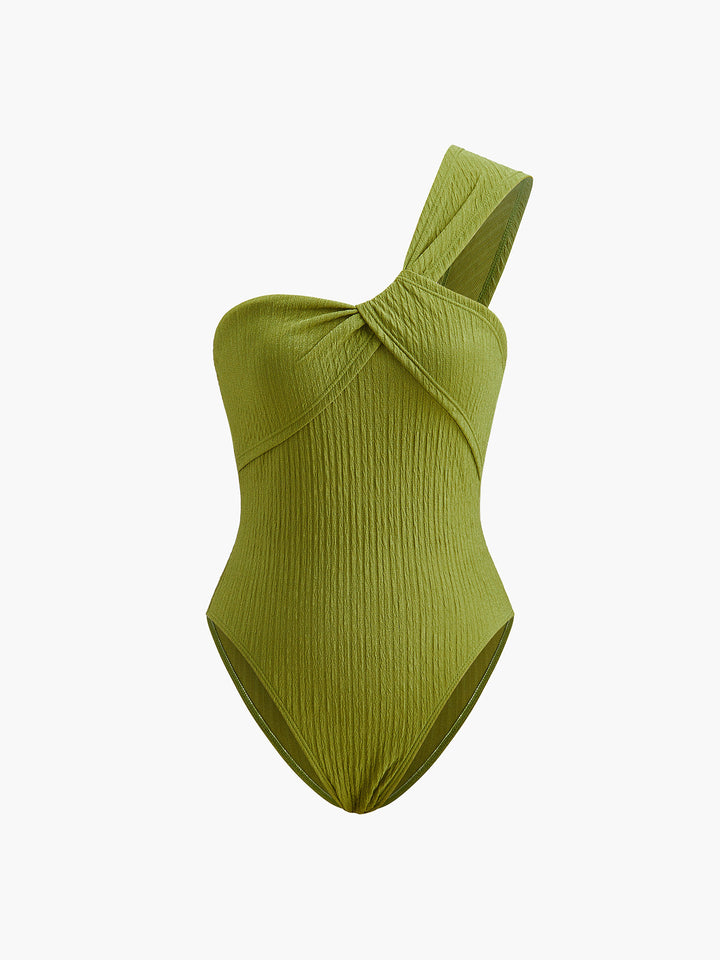 Gerüschter Twist-Badeanzug mit einem Schulterträger