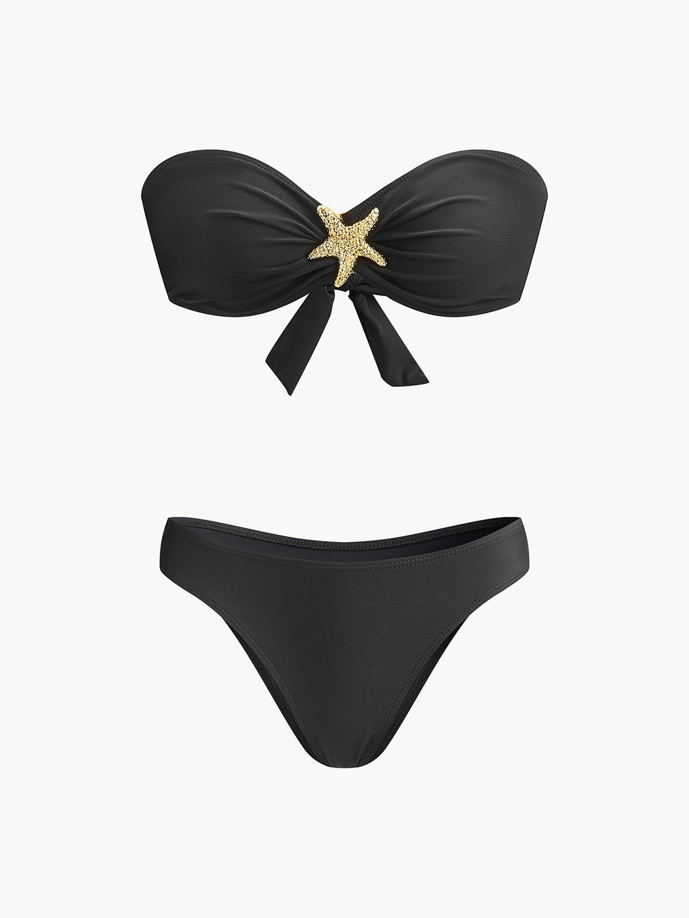 Starfish-Detail Bandeau Bikini mit Mesh-Rock