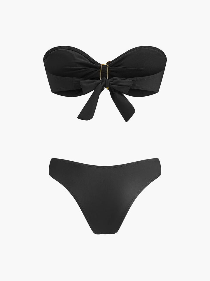 Starfish-Detail Bandeau Bikini mit Mesh-Rock