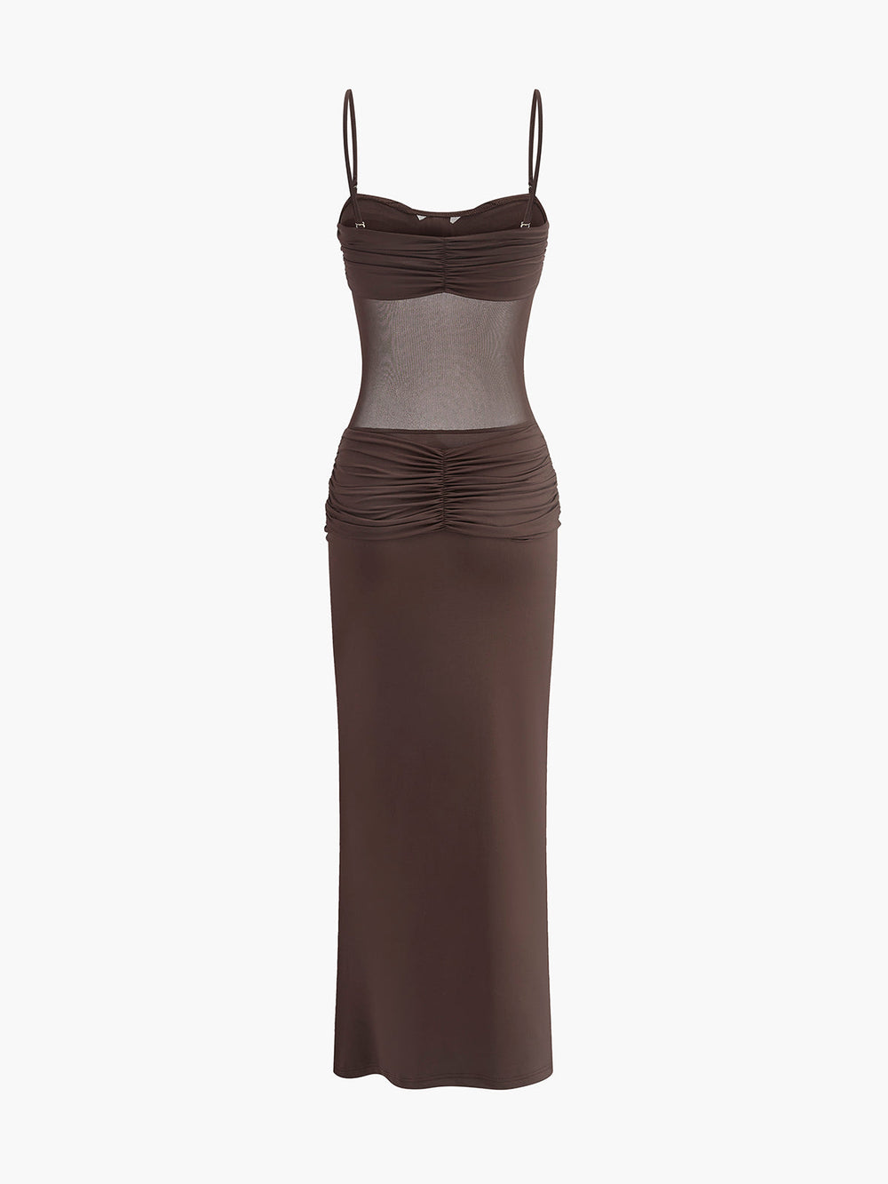 Gerüschter Brust-Mesh-Detail-Geknotetes Kleid