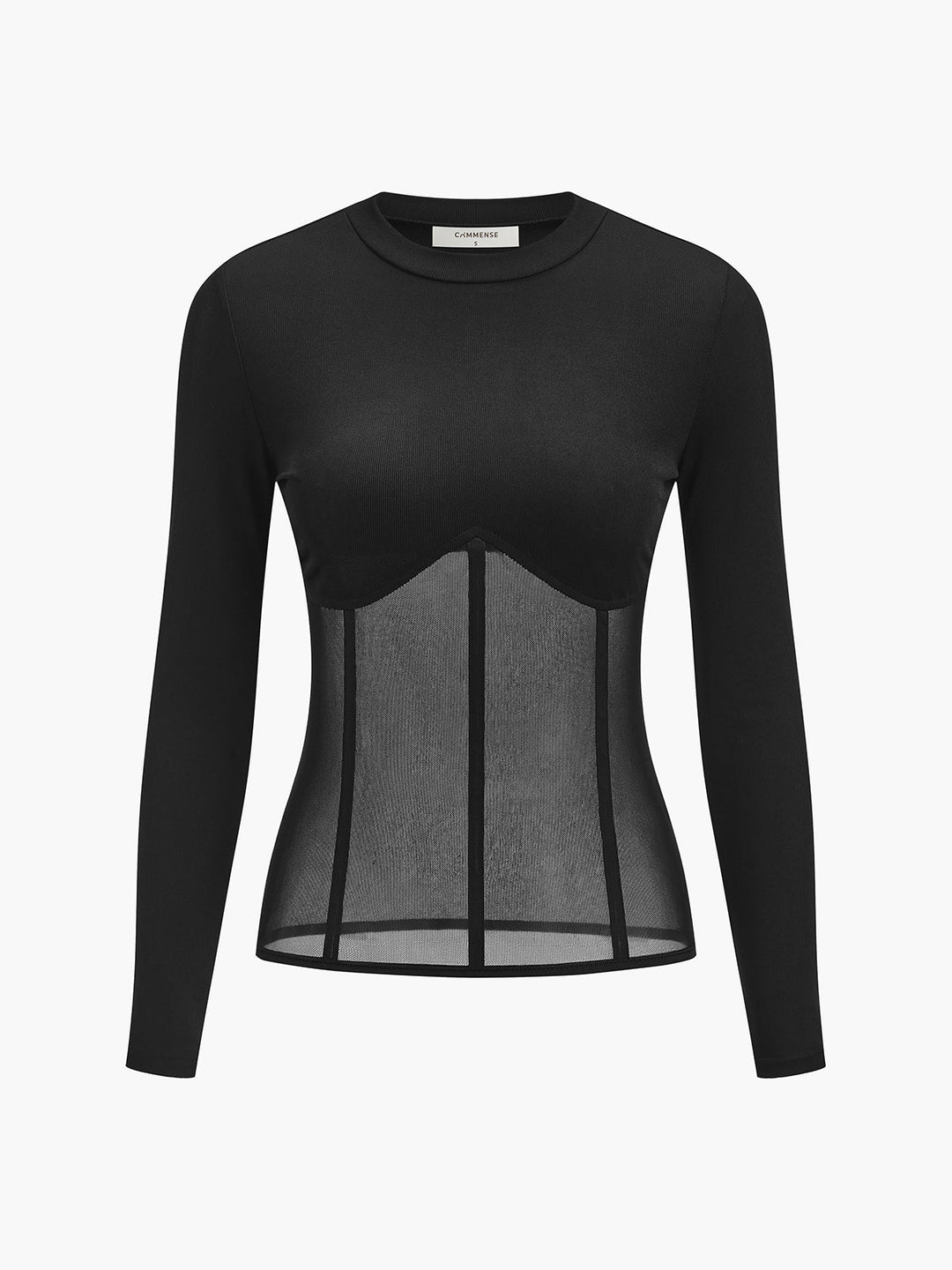 Sheer Mesh Combination Langarmshirt