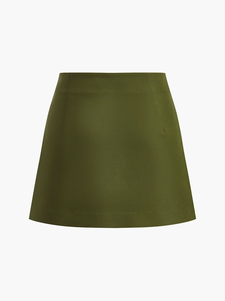 Retro Mid-Waist Falten Minirock