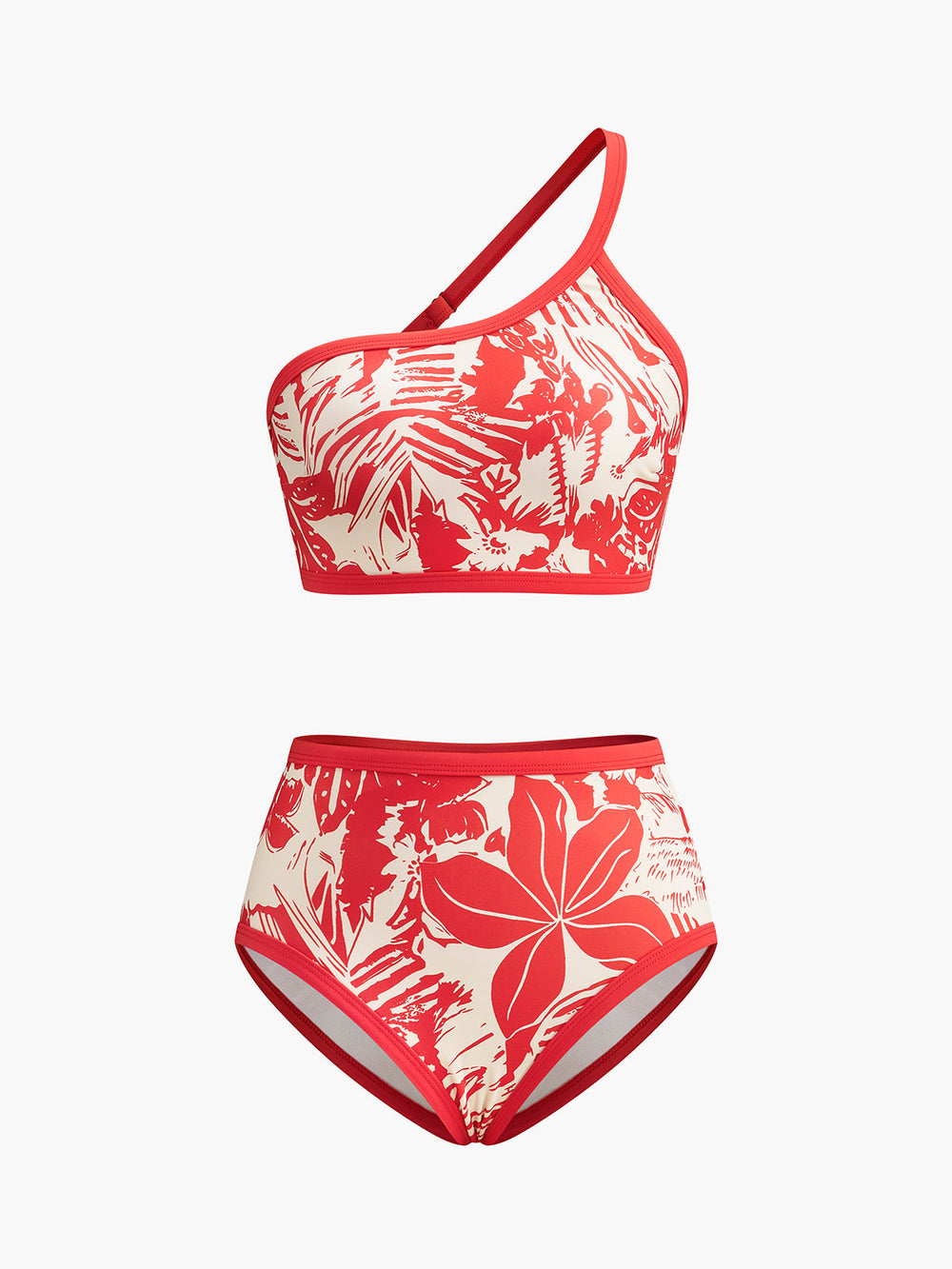 Einteiler-Bikini mit tropischem Aufdruck