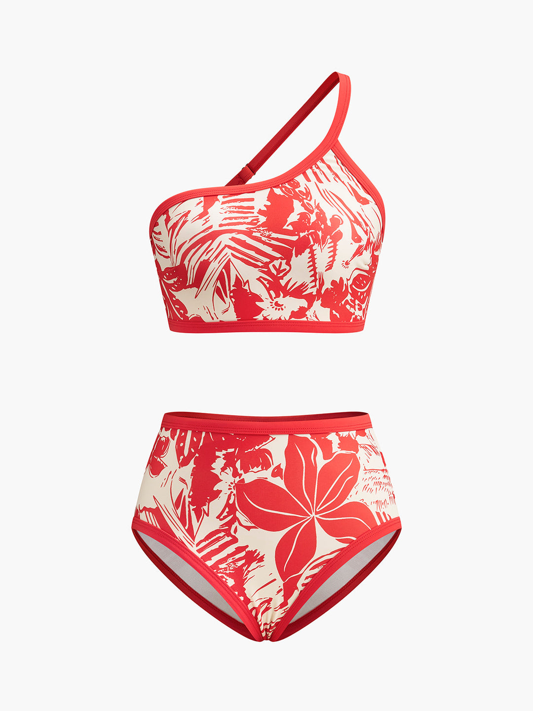 Einteiler-Bikini mit tropischem Aufdruck