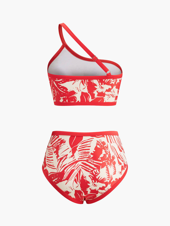 Einteiler-Bikini mit tropischem Aufdruck
