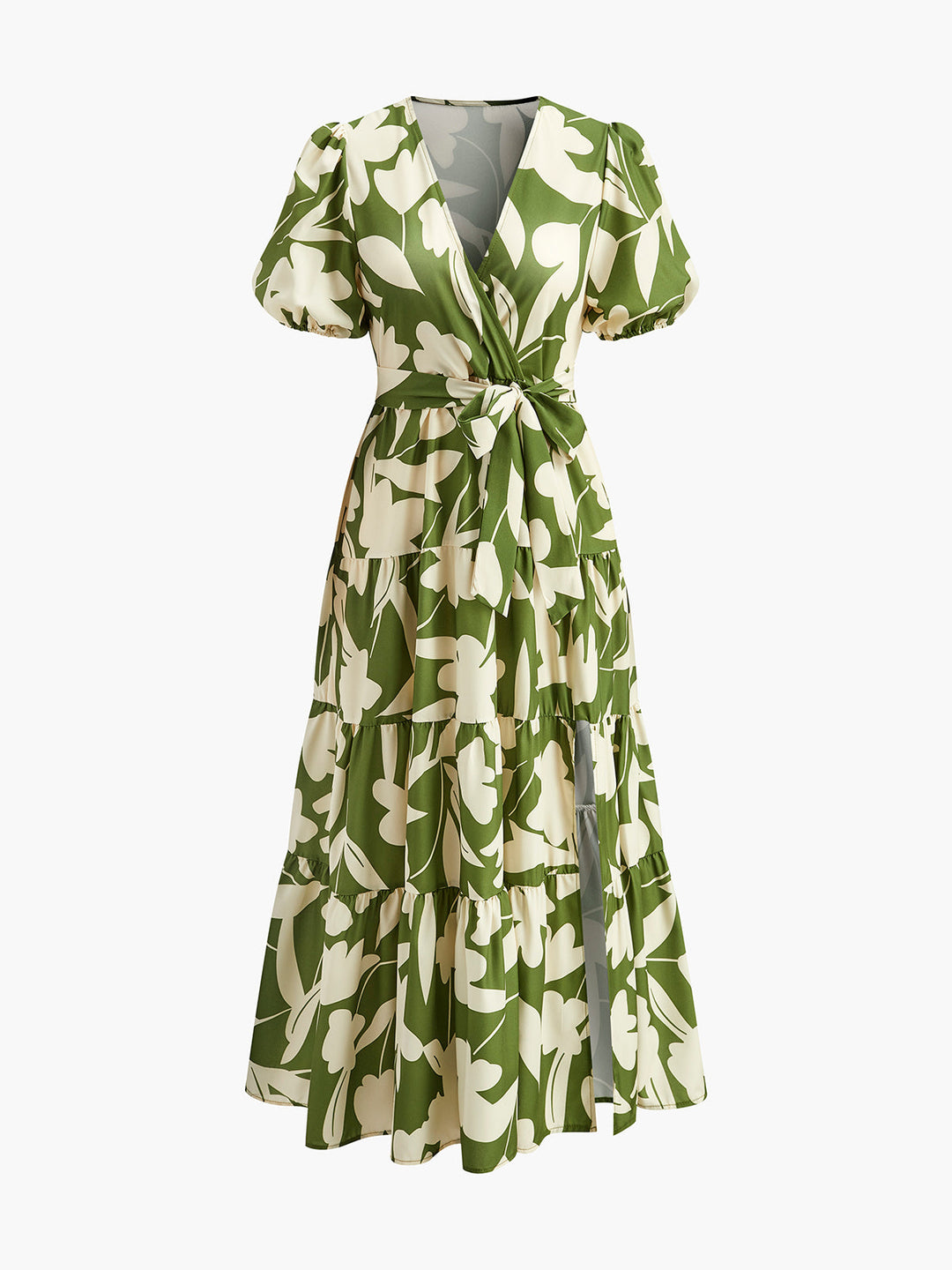 Geblümtes Kleid mit Gürtel