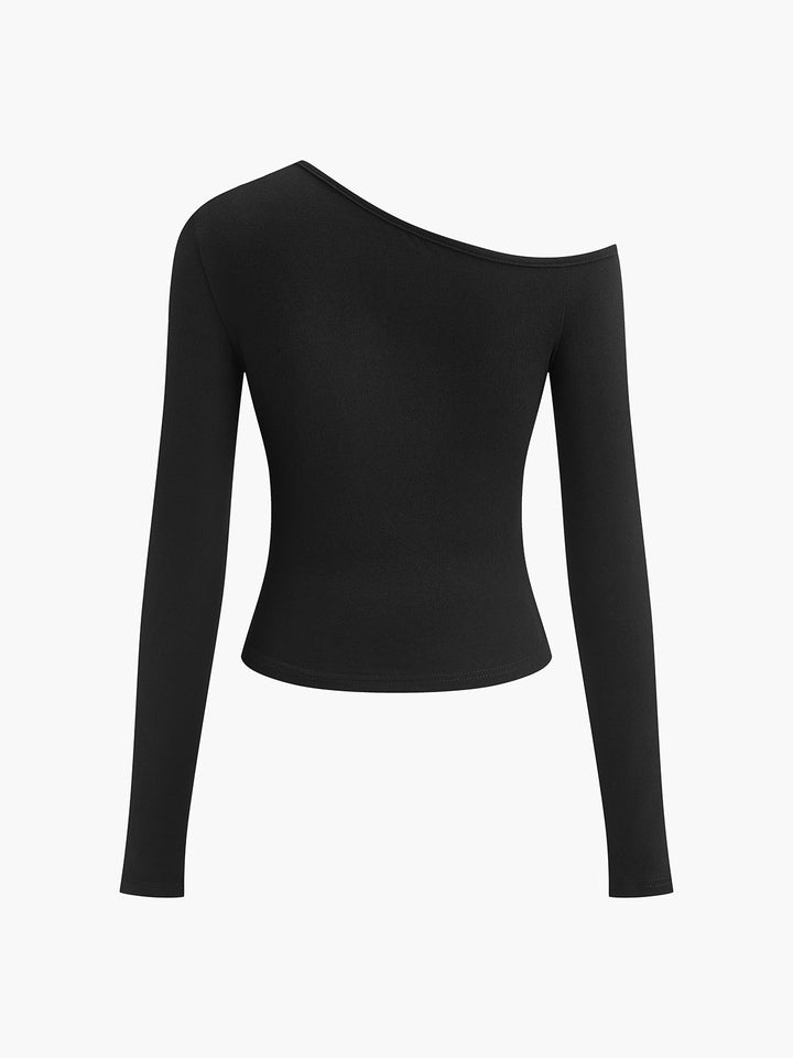 Cut Out Asymmetrisches Hemd mit schulterfreiem Slinky-Langarmshirt