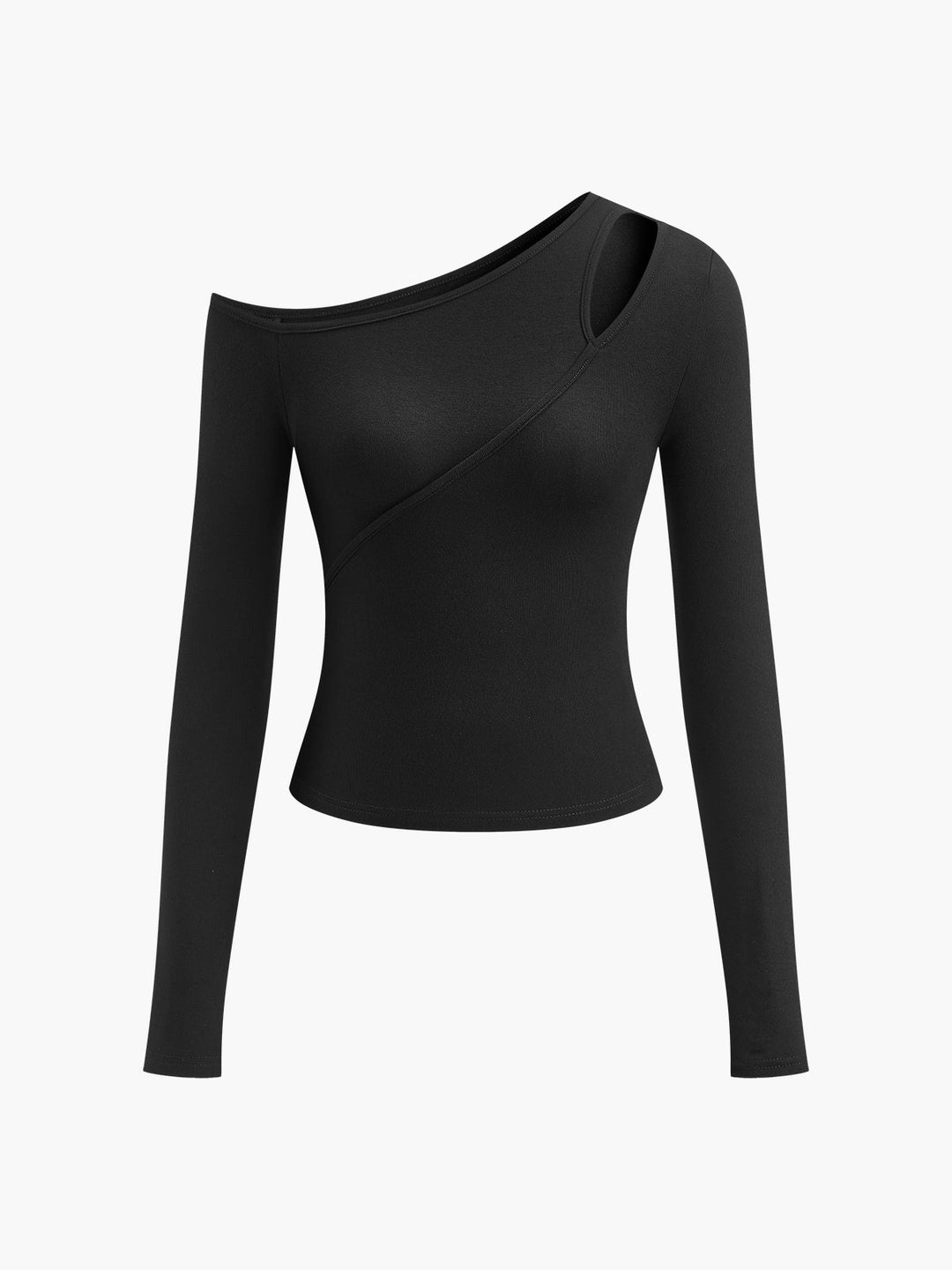 Cut Out Asymmetrisches Hemd mit schulterfreiem Slinky-Langarmshirt