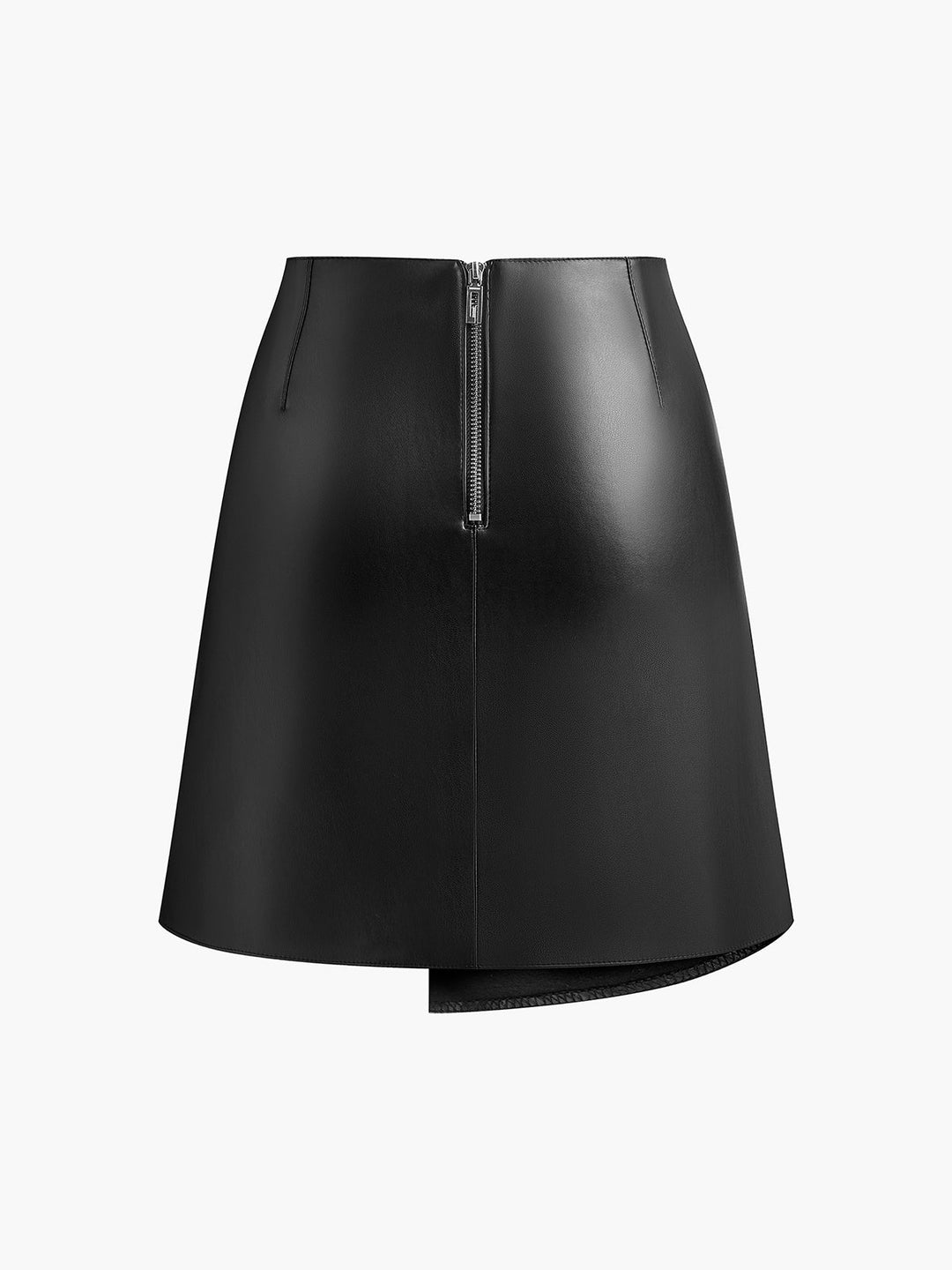 Asymmetrischer Mid-Waist-Minirock aus Kunstleder