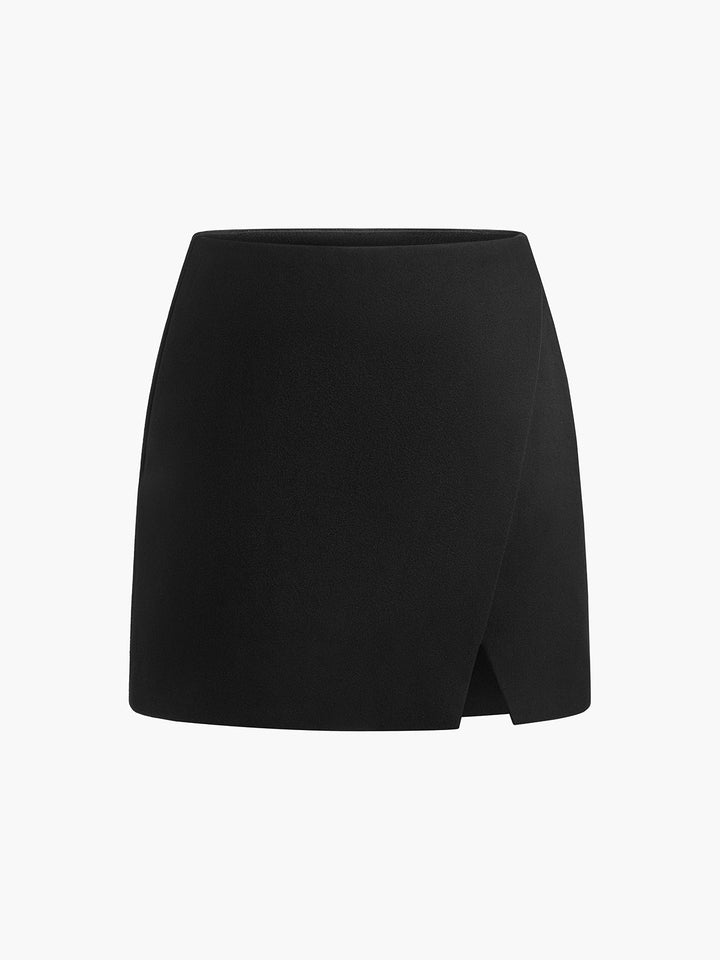 High-Waist A-Linie Rock mit Schlitz ohne Gürtel