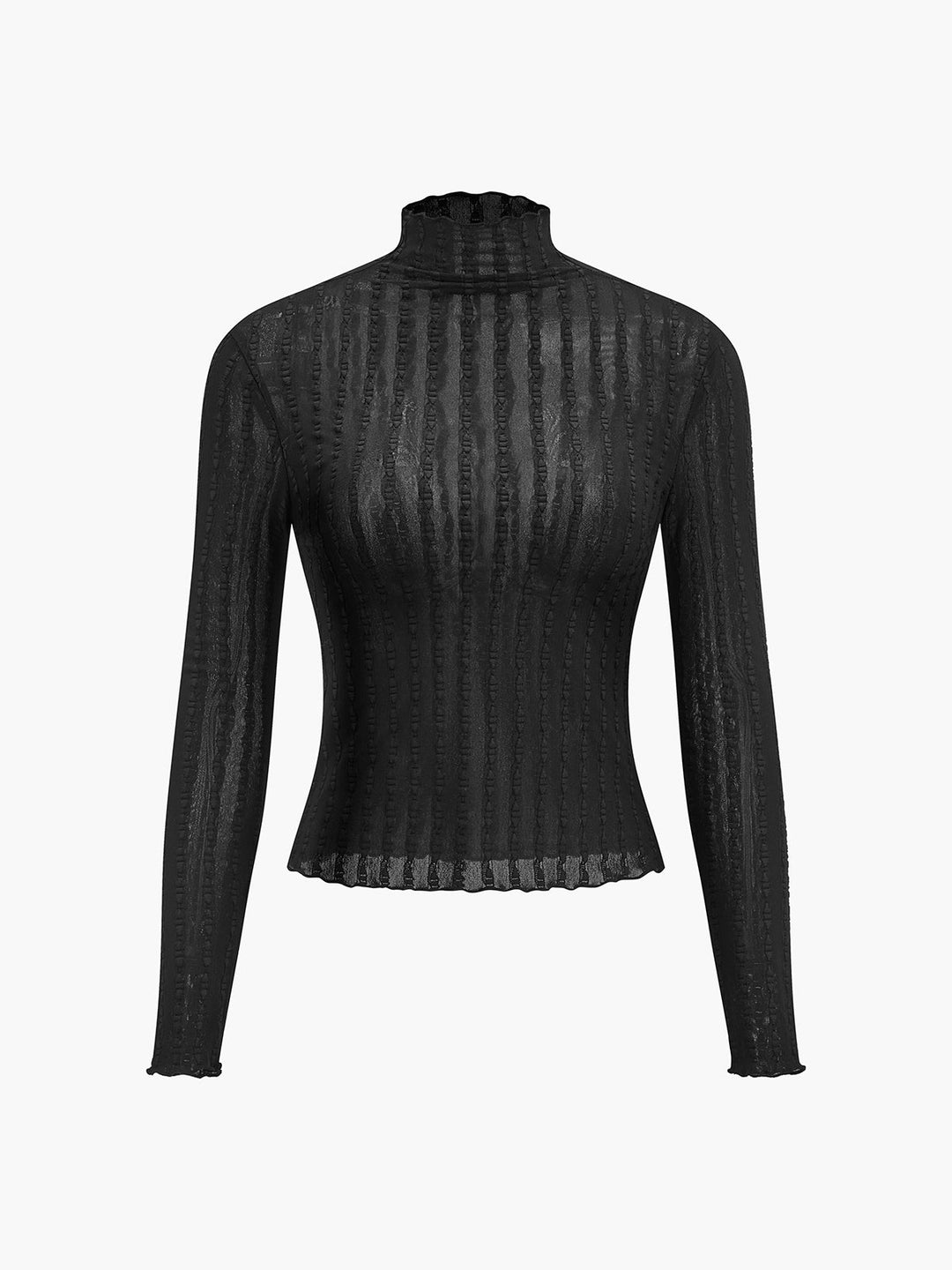 Mock Neck Semi-Sheer Slim T-Shirt auf Deutsch