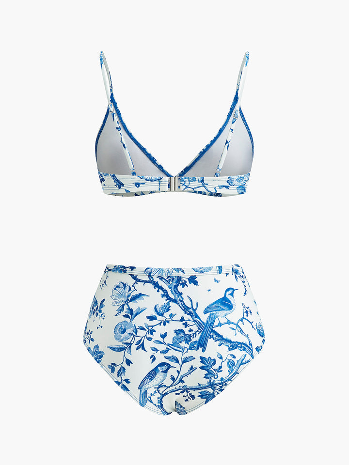 Bedrucktes Bikini-Set mit hoher Taille