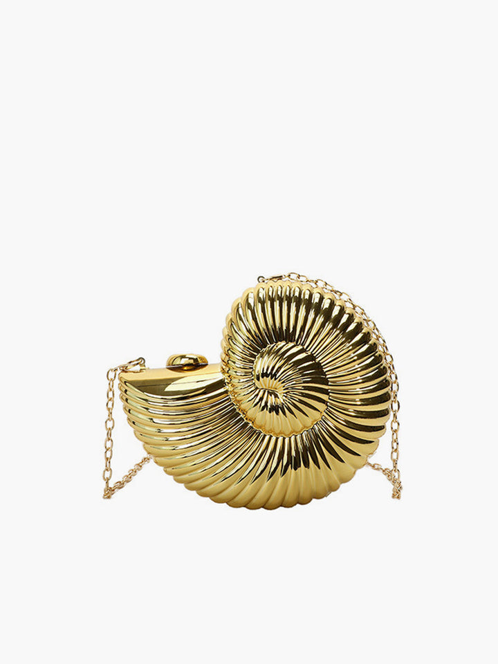Goldene Spiralmuschel Tasche