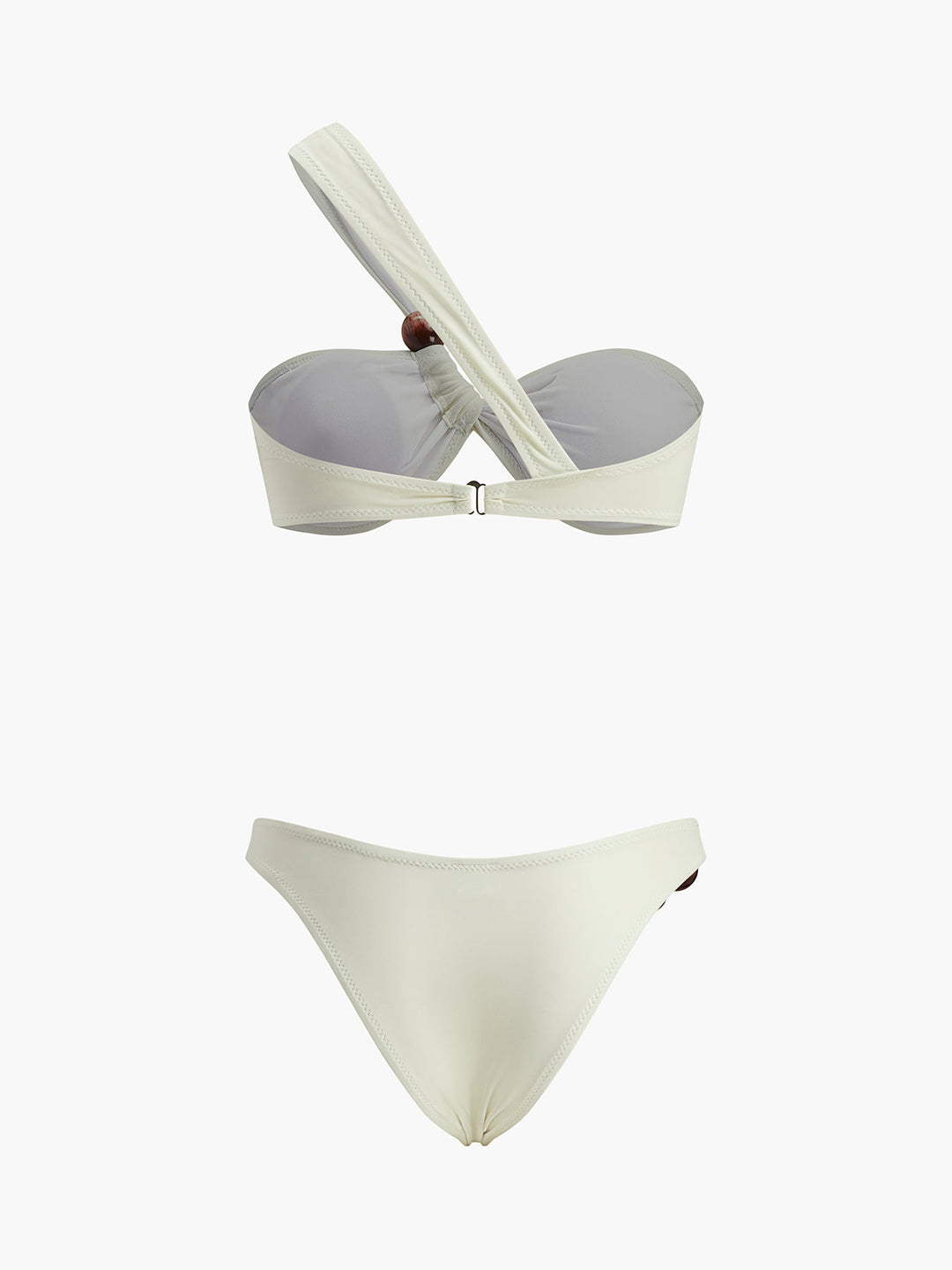 Str set Bikini One-Shoulder mit Holzperlendetail