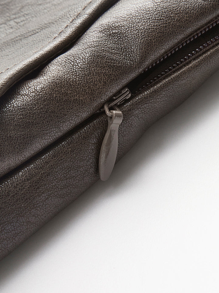 Retro Kunstleder Rock mit Taschen