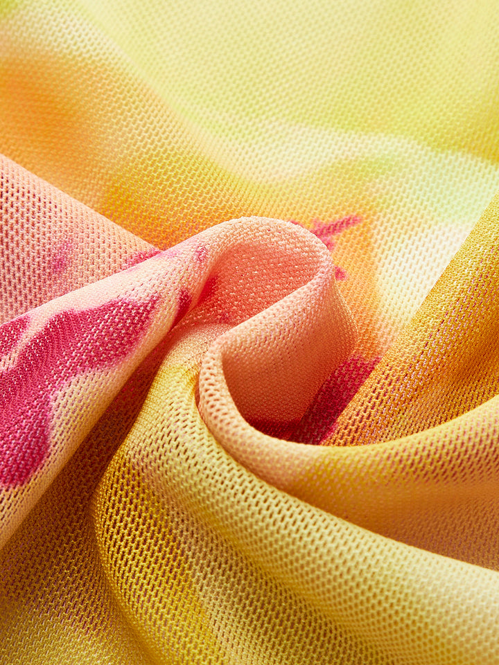 Mesh Blumen Print Wickelrock