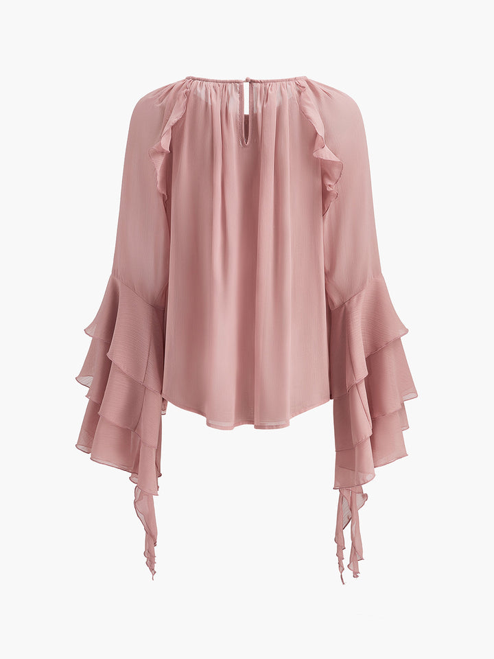 Chiffon Rüschenärmelbluse