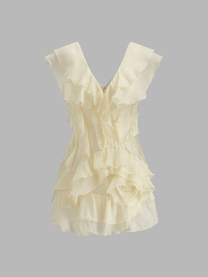 Gerüschtes Seidenkleid Ohne Gürtel