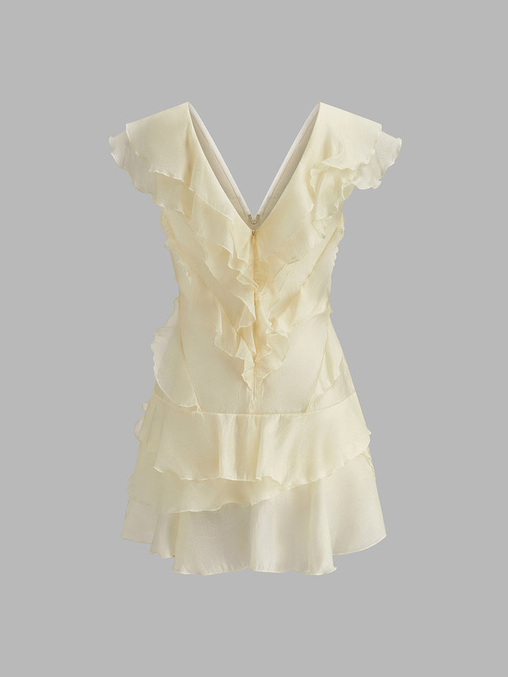 Gerüschtes Seidenkleid Ohne Gürtel