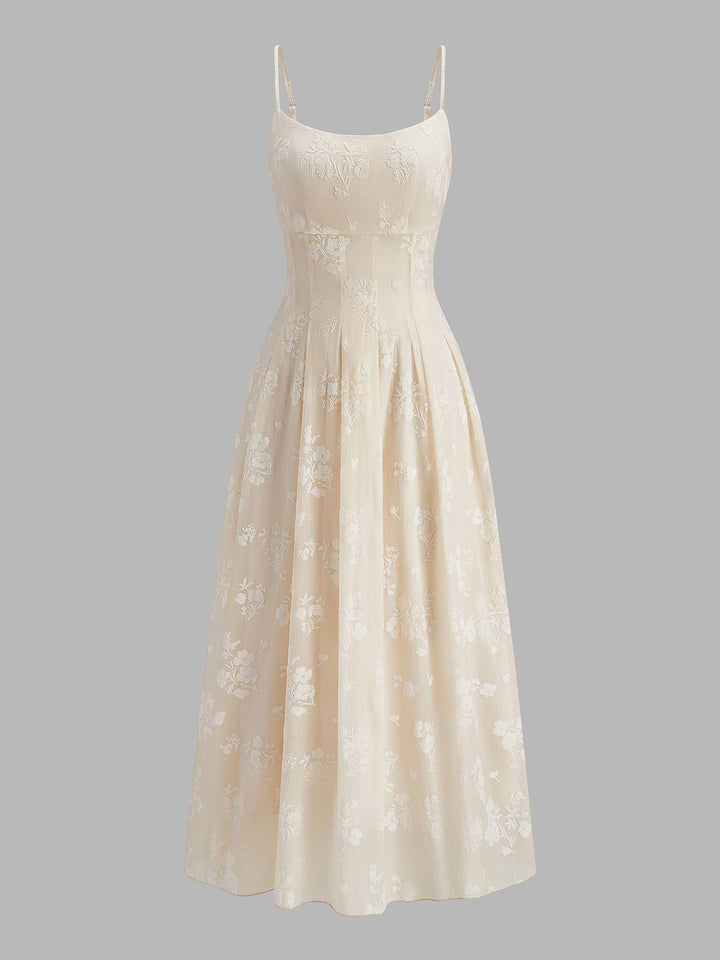 Floral Jacquard Langes Kleid