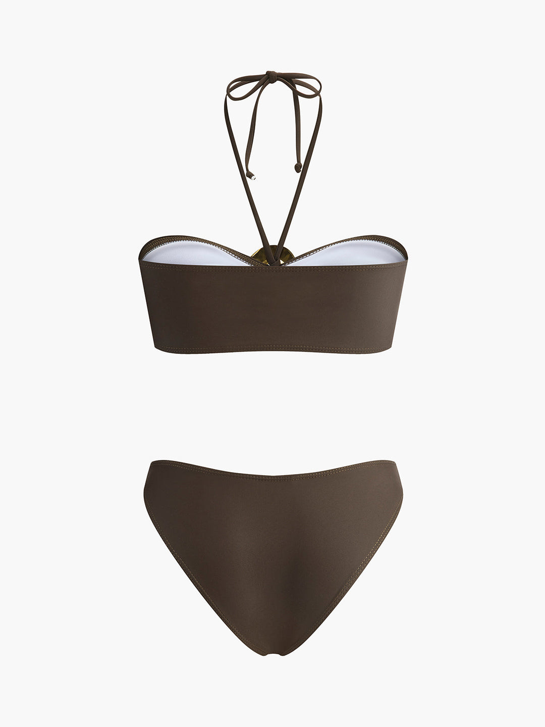 Oval Ring Detail Bandeau Bikini Set Mit Drapiertem Rock