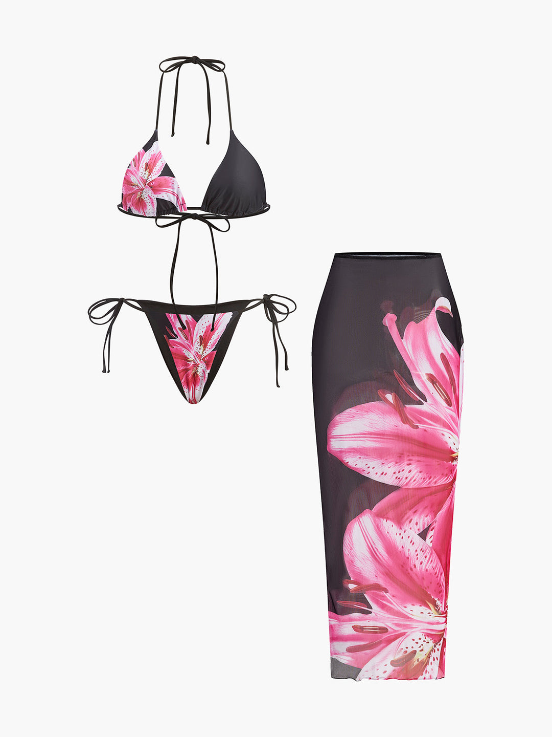 Geblümter Bikini Mit Netzrock