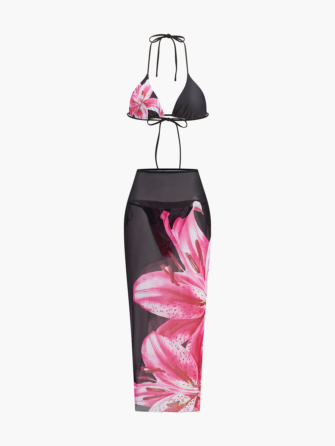 Geblümter Bikini Mit Netzrock