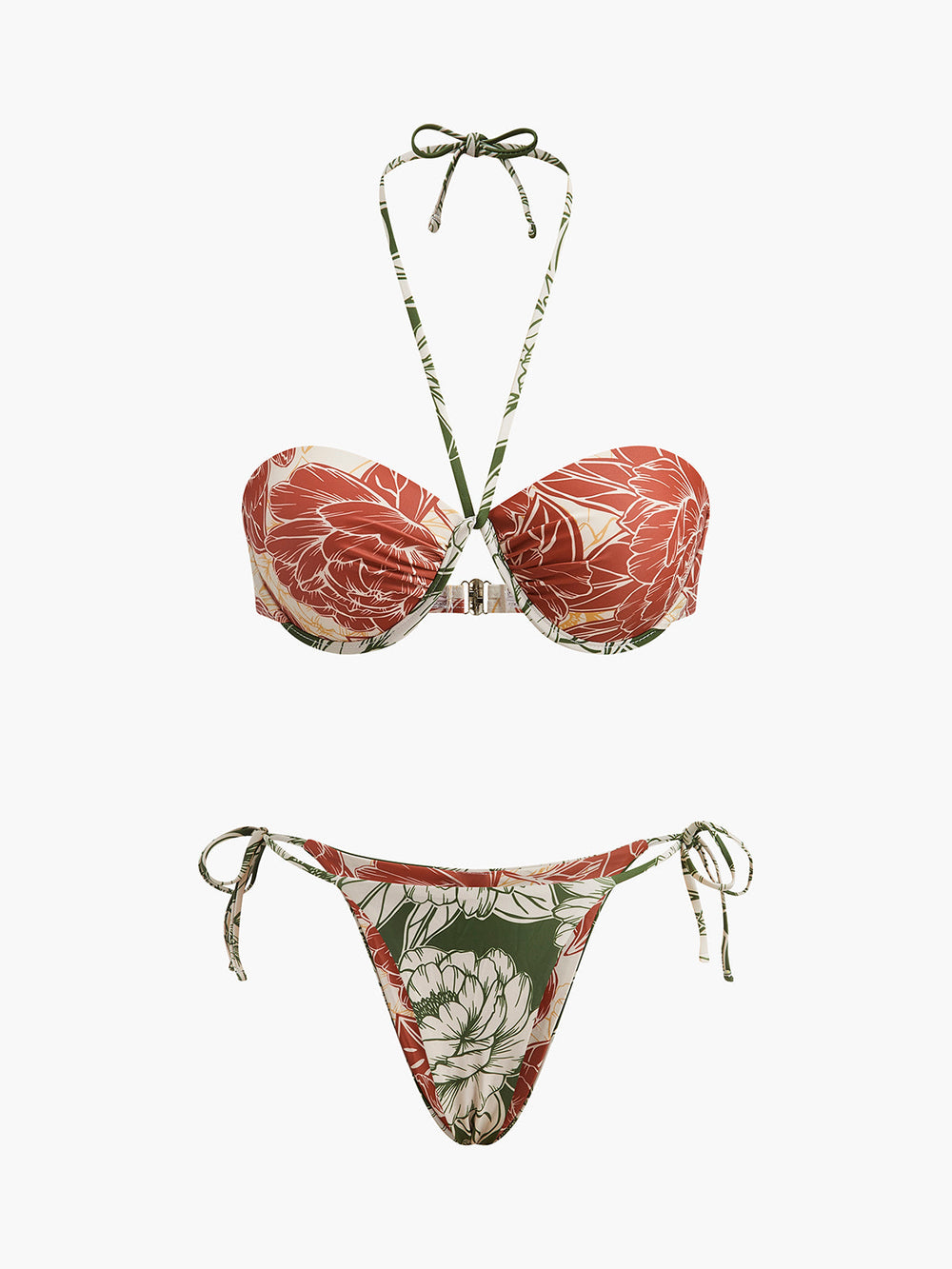 Florales Bikini-Set Mit Rock Zum Binden An Den Seiten