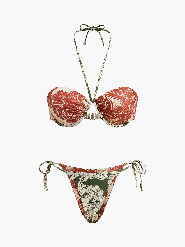 Florales Bikini-Set Mit Rock Zum Binden An Den Seiten