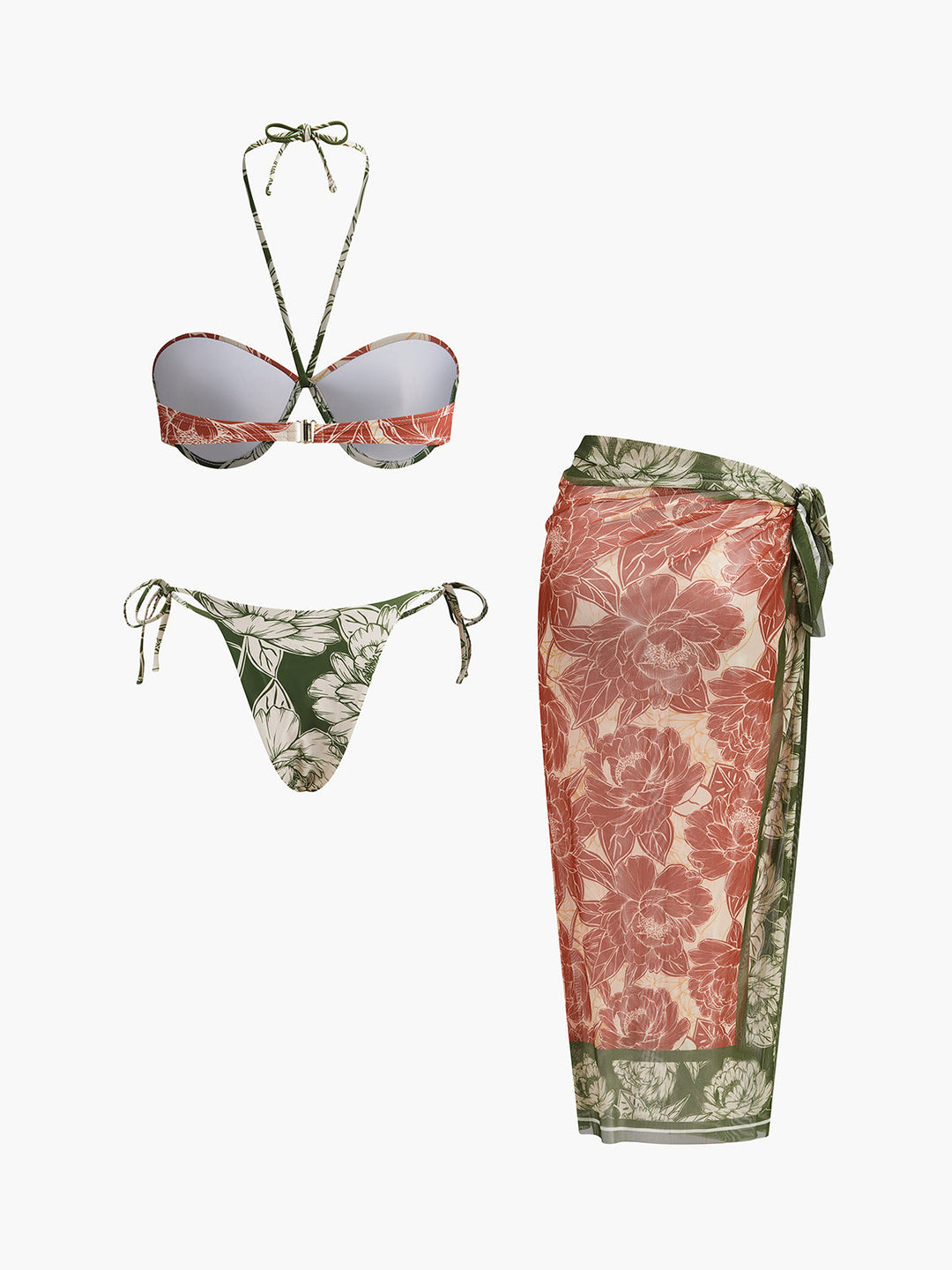 Florales Bikini-Set Mit Rock Zum Binden An Den Seiten