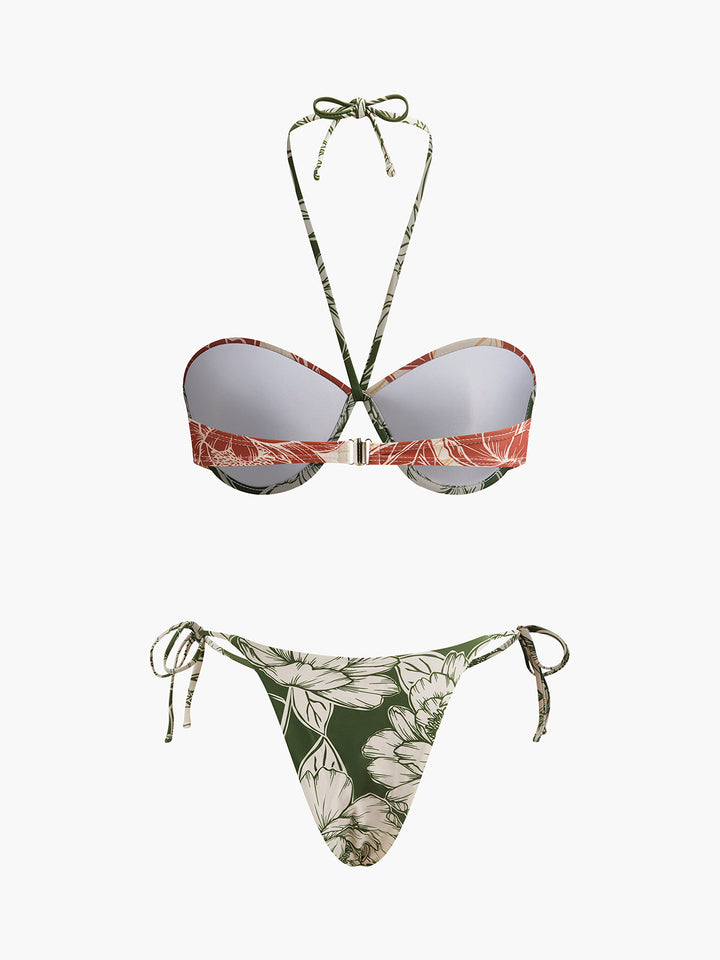 Florales Bikini-Set Mit Rock Zum Binden An Den Seiten