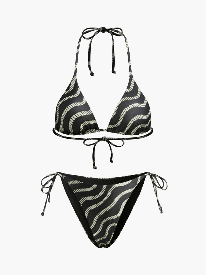 Wellenmuster-Bikini-Set im Dreiecks-Stil