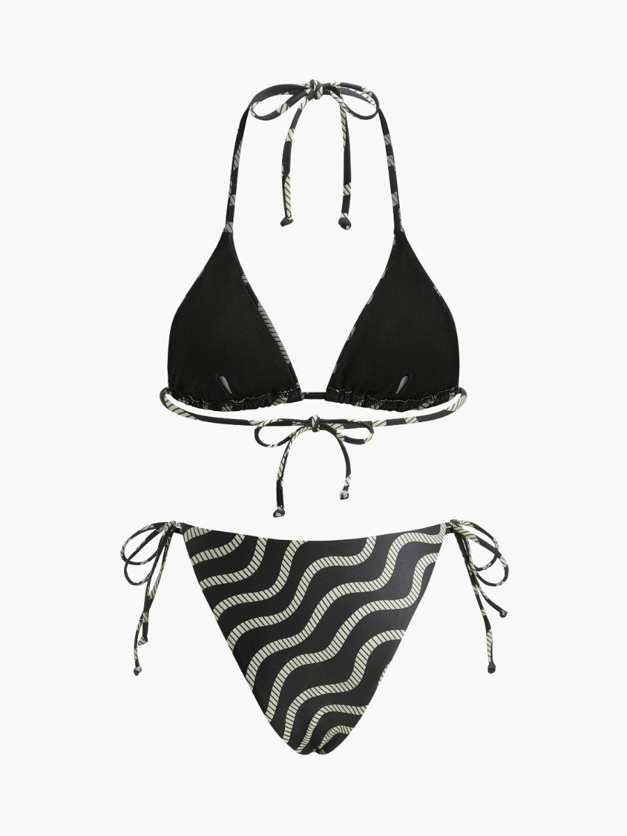 Wellenmuster-Bikini-Set im Dreiecks-Stil